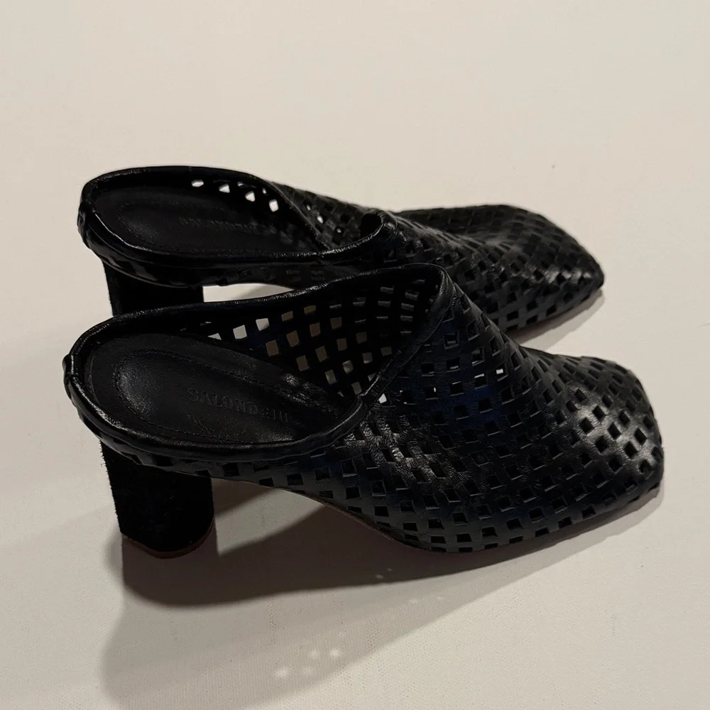 Black Heeled Mules